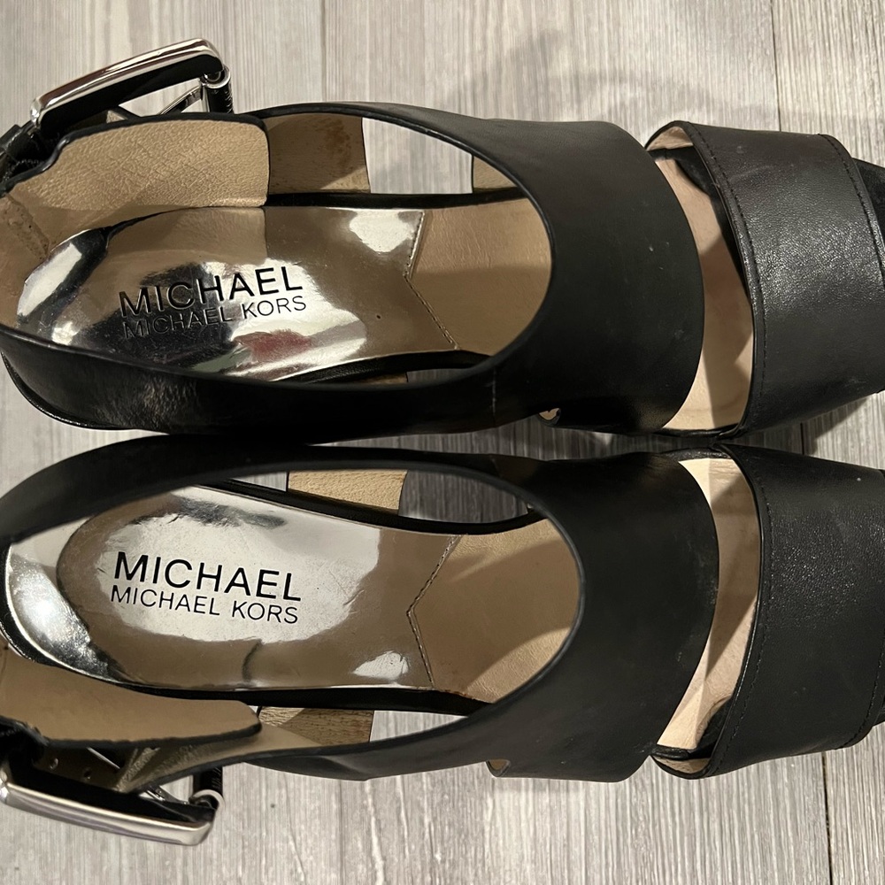 Michael Kors Black Leather Platforms - Picture 2 of 2